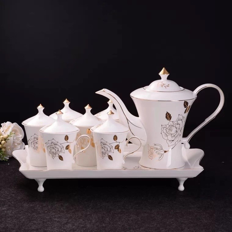 Ceramic water sets, ceramic kettles, ceramic cup LIDS, cups with LIDS, tea sets, coffee sets, gifts, suitable for the living room detail image 3