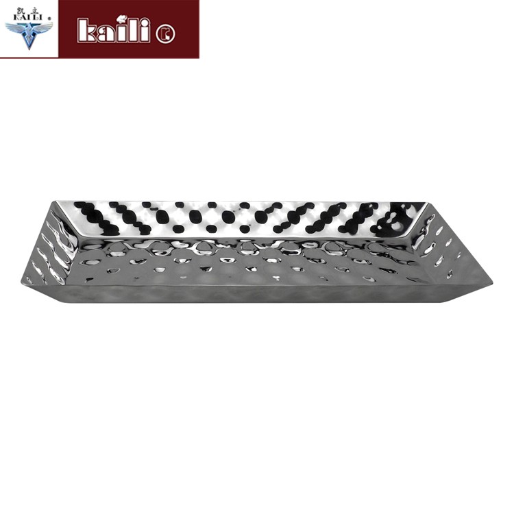 Stainless steel square and rectangular hand-made craft plates, living room hotel fruit plates, pastry plates, candy plates detail image 1