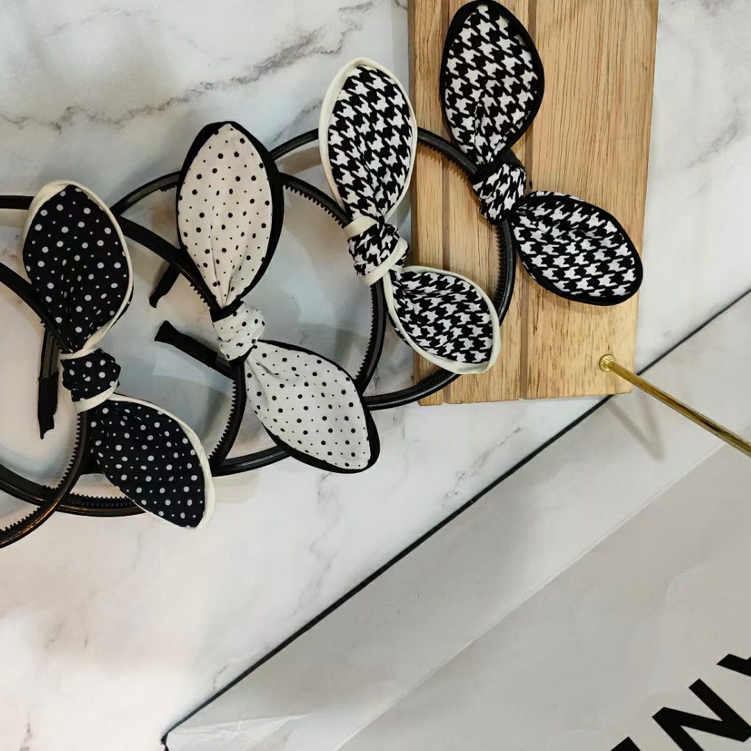 新款点子兔耳朵发箍蝴蝶结饰品发夹可爱头饰图