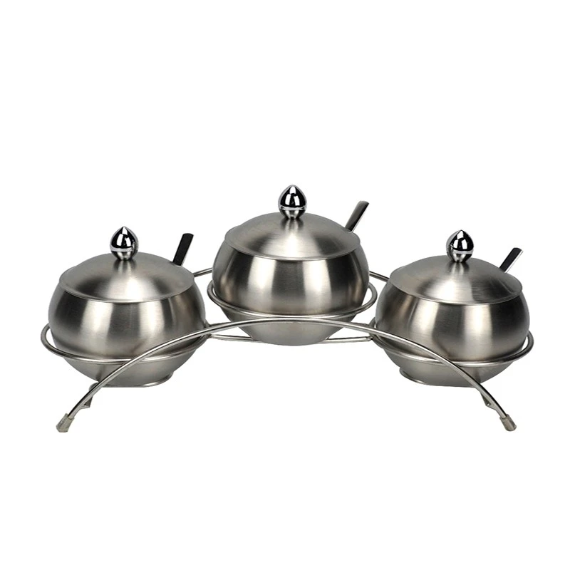 304 stainless steel three-flavor seasoning box, seasoning rack, household seasoning jar, monosodium glutamate and chicken essence jar, enlarged and thickened detail image 1