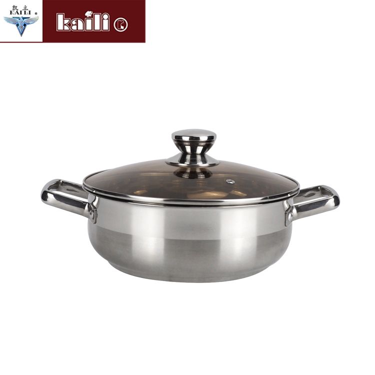 不锈钢复合钢矮锅大容量汤锅加厚不锈钢煮粥锅煲汤锅火锅多用锅