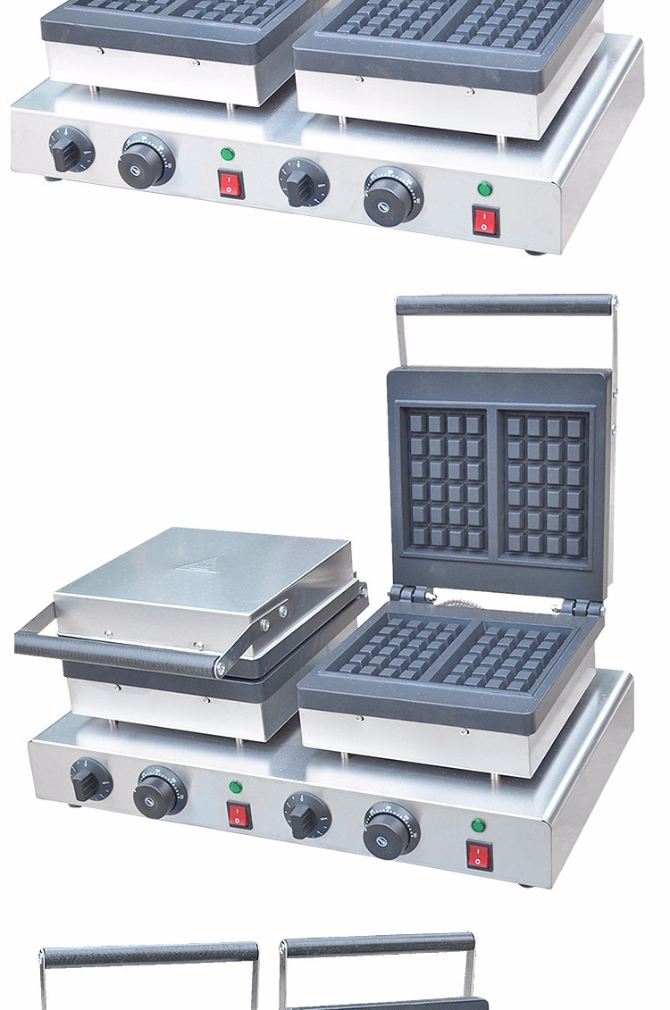 Horno de gofres cuadrado de dos cabezas eléctrico comercial FY-2210-2 máquina de muffins máquina de tartan horno de gofres máquina de hornear de gofres detail image 4