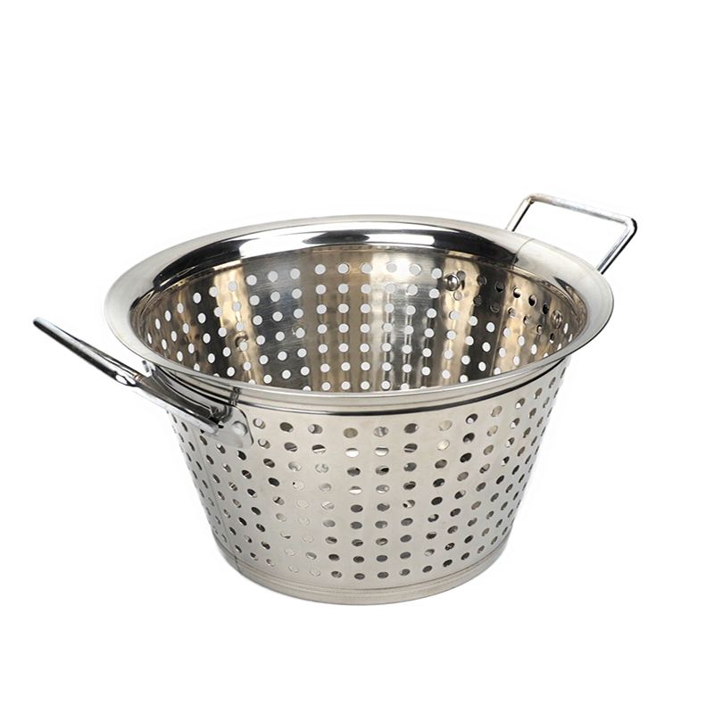 Stainless steel double-ear large-hole grain and vegetable basin with reversed edges for washing vegetables Specification image