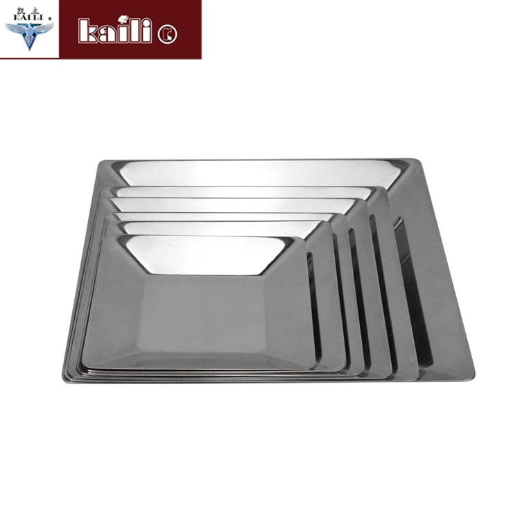 Stainless steel square plates, living room hotel fruit plates, cake and pastry plates, candy plates, craft plates detail image 4