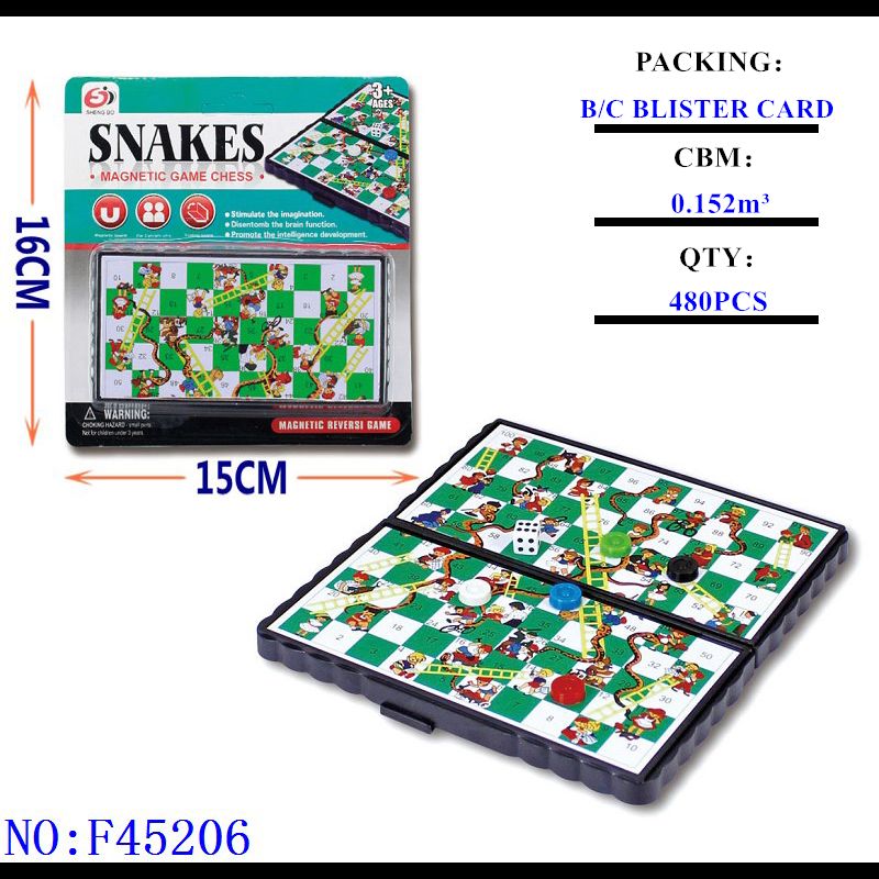 蛇梯棋带磁性 儿童益智启蒙玩具下棋盘桌面小孩游戏棋玩具蛇和梯子 F45206
