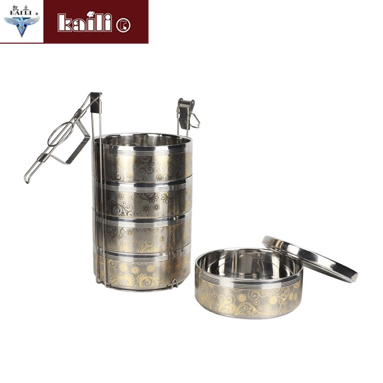 不锈钢双层隔热保温饭盒防溢密封提锅提篮多层便当盒细节图