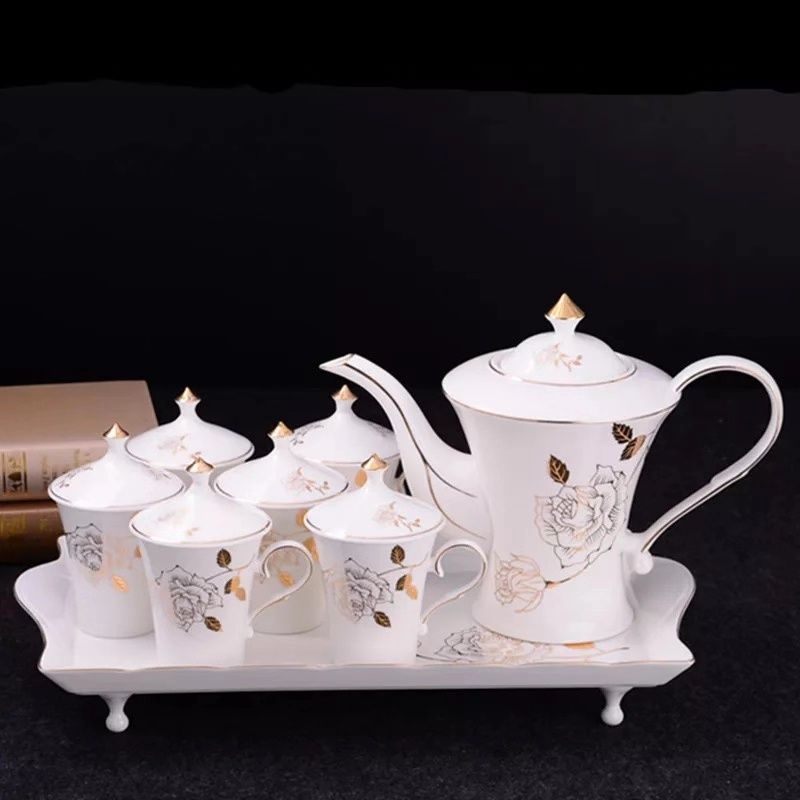 Ceramic water sets, ceramic kettles, ceramic cup LIDS, cups with LIDS, tea sets, coffee sets, gifts, suitable for the living room Specification image