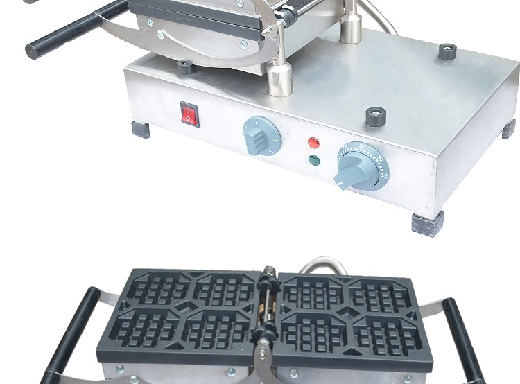 Calentador eléctrico flip pequeño gofres FY-2201-A comercial square creamer snack gofres horno detail image 4