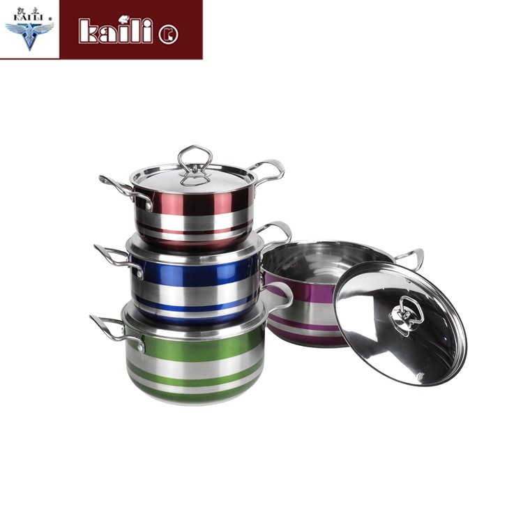 Five-piece set of colorful pot, household porridge pot, soup pot, double-bottom soup pot, induction cooker and gas stove, universal cookware detail image 2