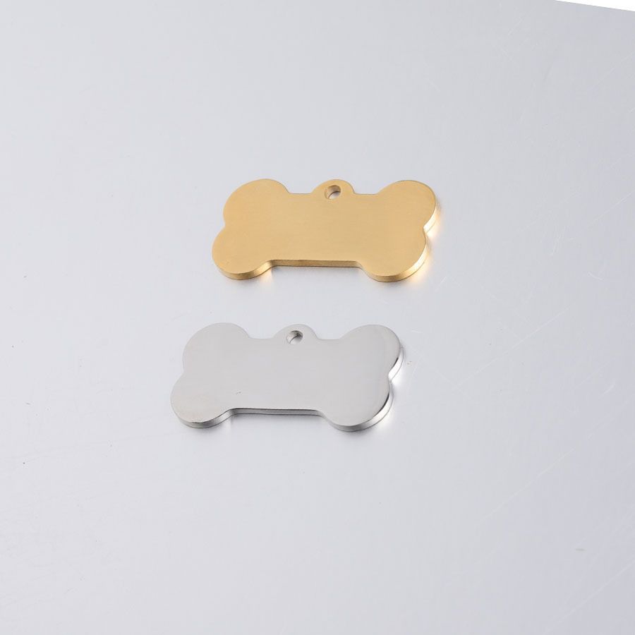 DIY stainless steel polished mirror surface dog tag engraved pendant, engraved dog bone tag that does not fade