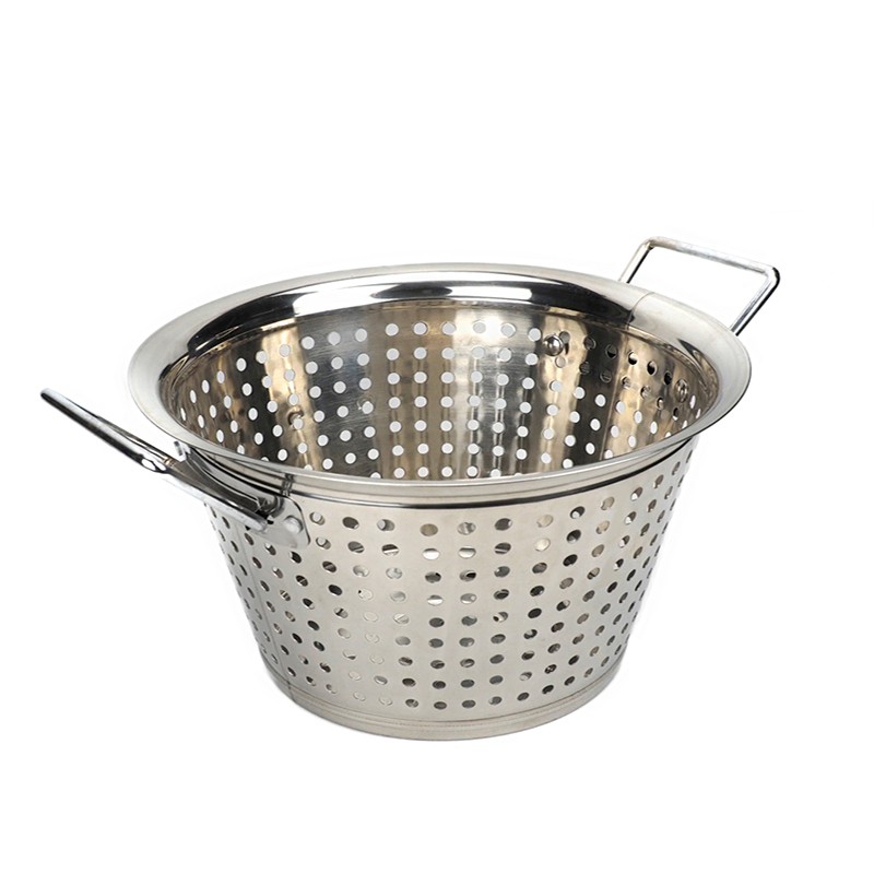 Stainless steel double-ear large-hole grain and vegetable basin with reversed edges for washing vegetables detail image 1