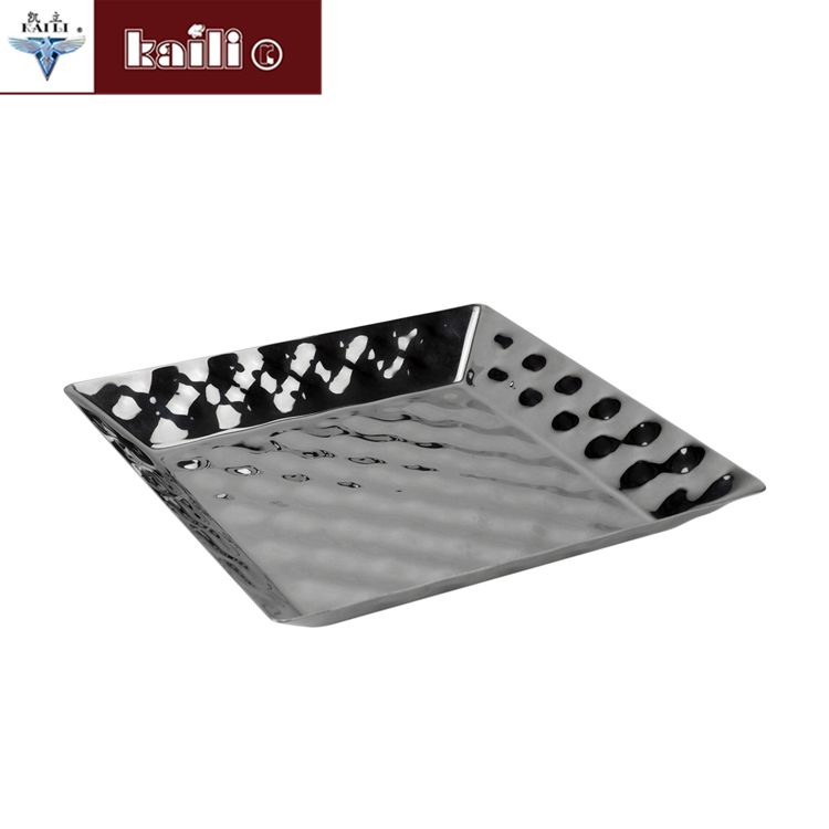 Stainless steel square and rectangular hand-made craft plates, living room hotel fruit plates, pastry plates, candy plates Item Picture