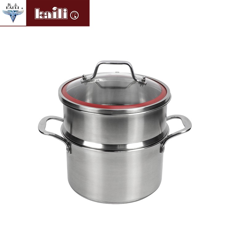 304 stainless steel double-bottom steamer, double-layer multi-purpose steamer, thickened household steamed buns and mantou multi-purpose pot detail image 2