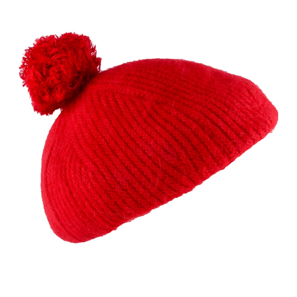 Rabbit fur ball pullover cap detail image 1