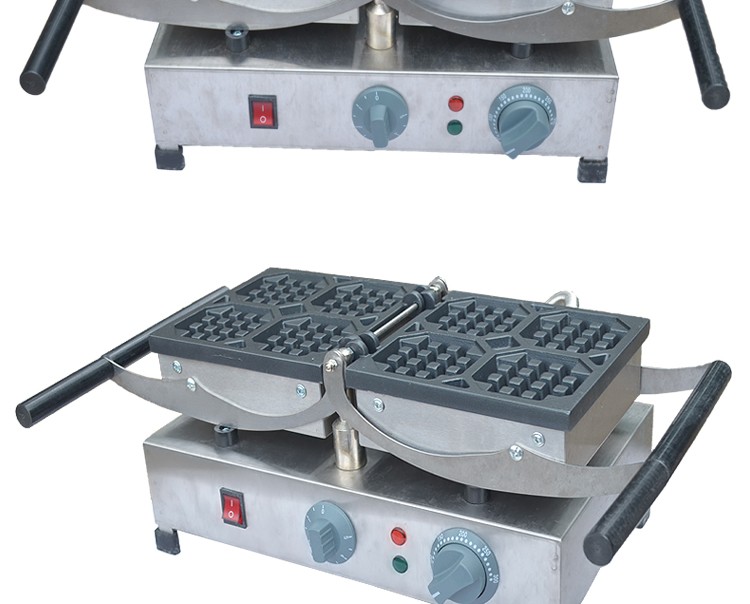 Calentador eléctrico flip pequeño gofres FY-2201-A comercial square creamer snack gofres horno detail image 5