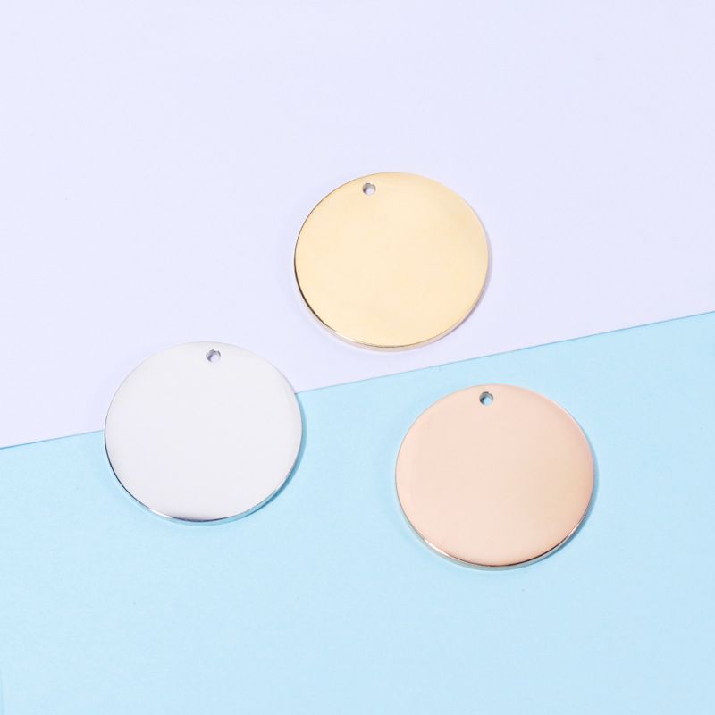 The 6-30mm round plate pendant of the genuine gold mirror-finish stainless steel jewelry accessories inside the furnace will not fade details Picture