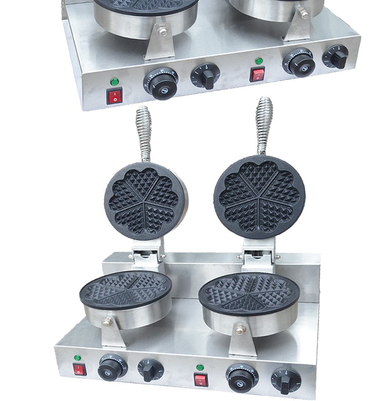 Waffle de doble cabeza en forma de corazón FY-2207B-2 horno de waffle eléctrico comercial para hornear muffins máquina de snacks detail image 4