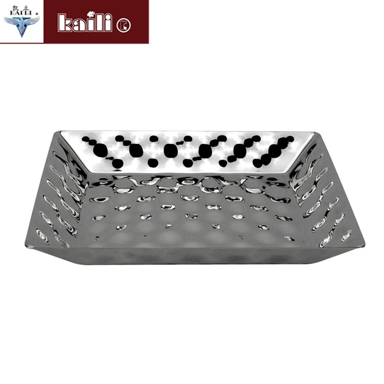 Stainless steel square and rectangular hand-made craft plates, living room hotel fruit plates, pastry plates, candy plates detail image 3