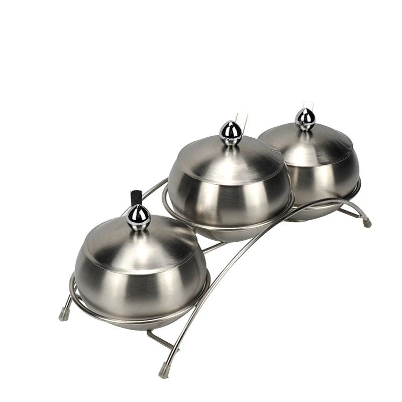 304 stainless steel three-flavor seasoning box, seasoning rack, household seasoning jar, monosodium glutamate and chicken essence jar, enlarged and thickened detail image 3