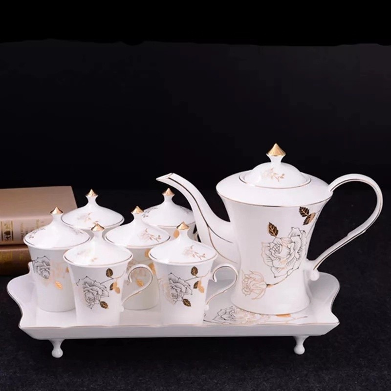 Ceramic water sets, ceramic kettles, ceramic cup LIDS, cups with LIDS, tea sets, coffee sets, gifts, suitable for the living room detail image 5