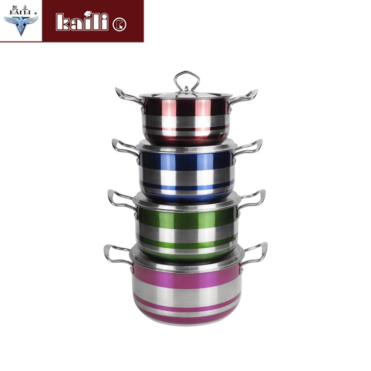 Five-piece set of colorful pot, household porridge pot, soup pot, double-bottom soup pot, induction cooker and gas stove, universal cookware detail image 4