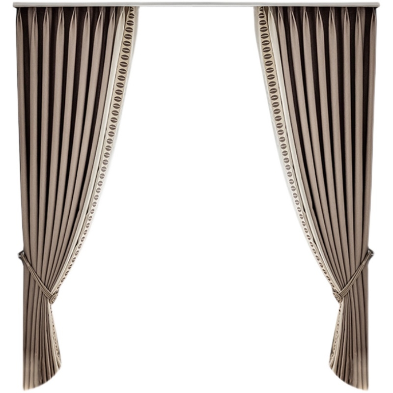 镶边窗帘2021年新款客厅简约高精密遮光卧室落地高档现代轻奢大气产品图