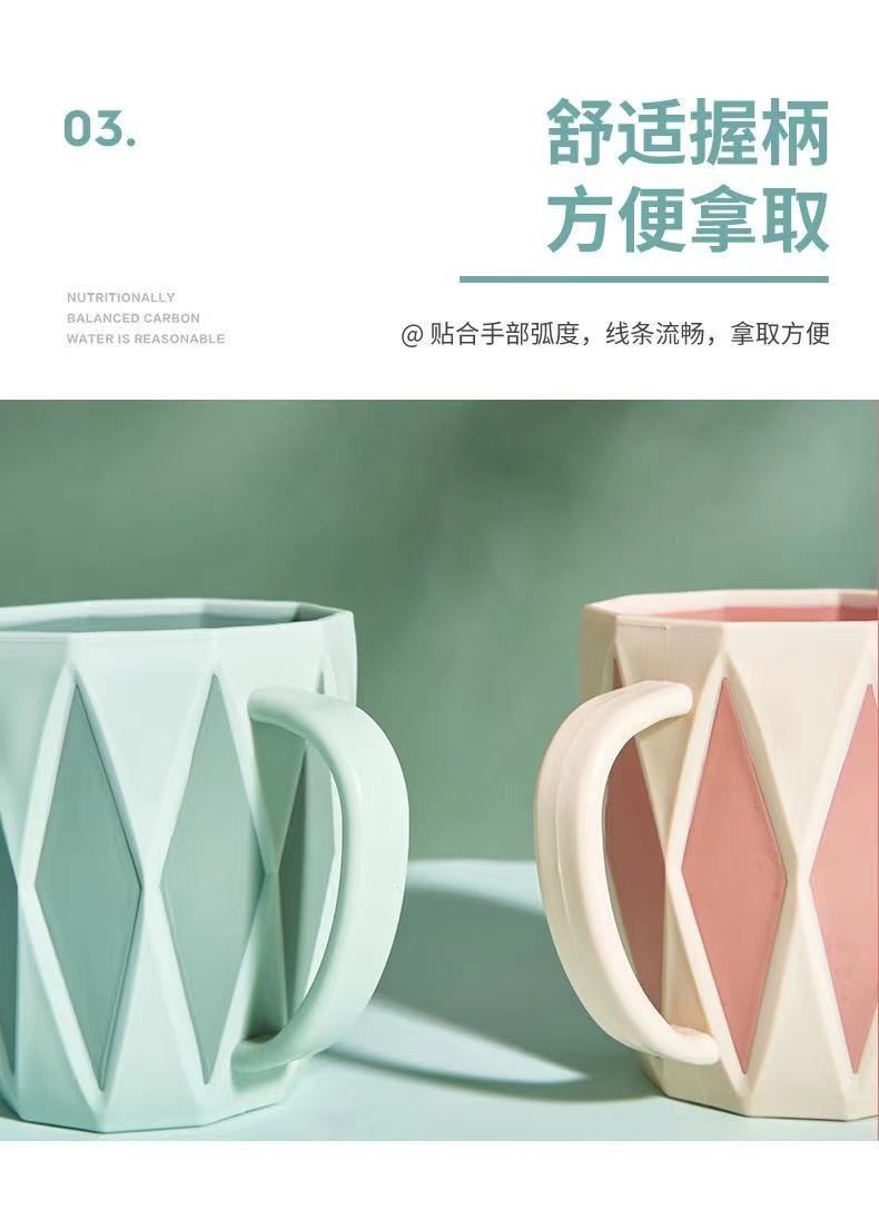 New household couple diamond-shaped mouthwash cups, creative plastic student dormitory brushing cups, and personalized bathroom washbasin cups pic 3