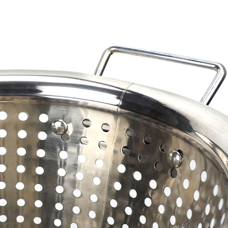 Stainless steel double-ear large-hole grain and vegetable basin with reversed edges for washing vegetables Item Picture