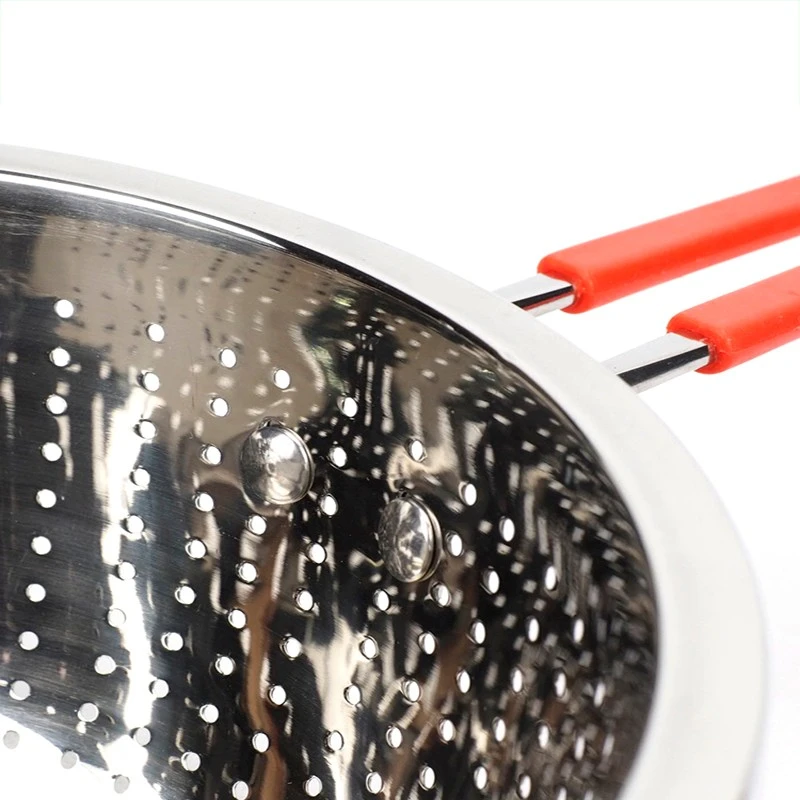 Stainless steel thickened single-handle small hole fruit basket, vegetable washing basin, draining basket, multi-purpose kitchen basket detail image 6