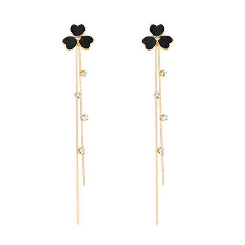 S925 Silver Needle Zircon Earrings A Pair Of Wear Leaf Tassel Earrings Female Super Fairy Temperament High-Grade Love Earrings Item Picture
