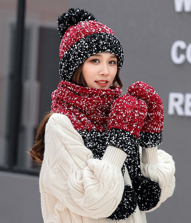 Jane Eyre Silk Connection [3-piece Set] Hat for Girls in Winter, Korean version, Versatile for Students, Woolen Hat for Girls, Sweet and cute, Knitted Hat for Ear protection and Warmth detail image 9