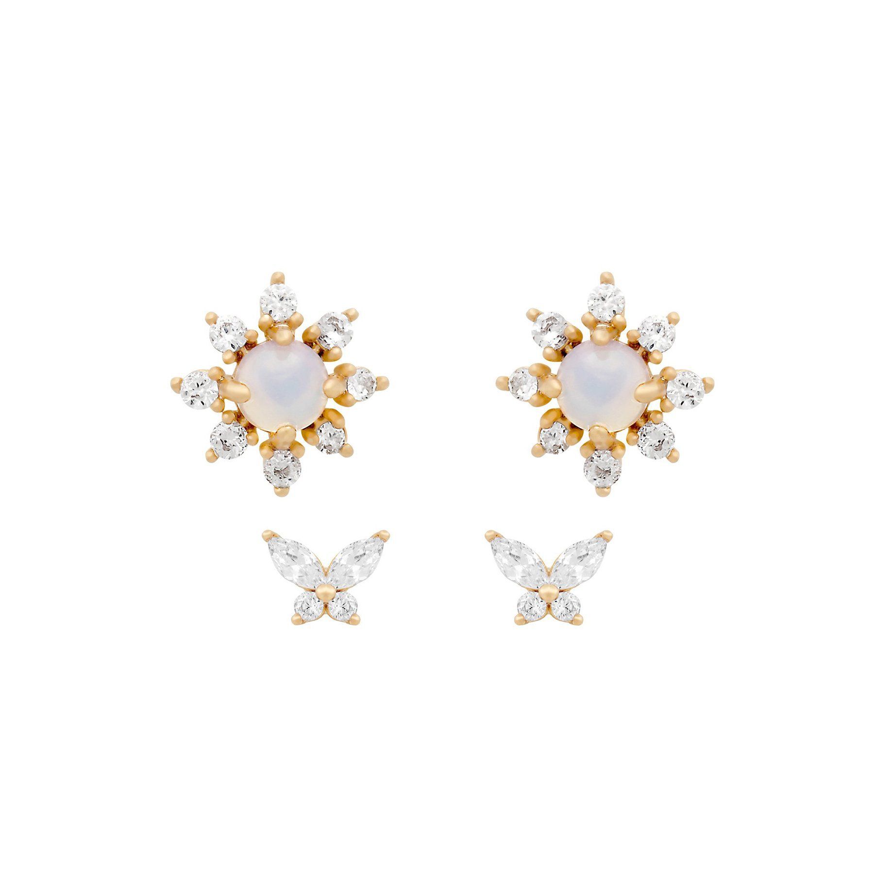 European and American accessories, small flower-shaped earrings, zircon small butterfly stud earrings, do not fade details Picture