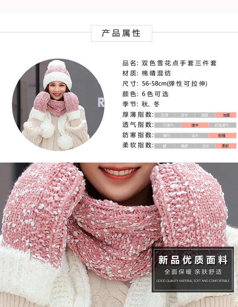 Jane Eyre Silk Connection [3-piece Set] Hat for Girls in Winter, Korean version, Versatile for Students, Woolen Hat for Girls, Sweet and cute, Knitted Hat for Ear protection and Warmth detail image 2