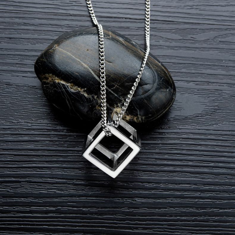 Customized personalized Rubik's cube stainless steel pendant for titanium steel couple necklaces that do not fade details Picture