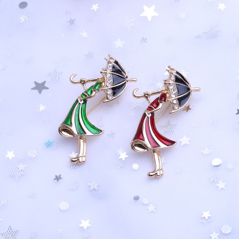 厂家直销外贸热销滴油撑伞雨衣胸针西装毛衣配饰细节图