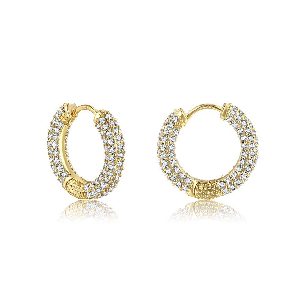 Classic best-selling round copper gold-plated jewelry with full diamond ear rings and slightly inlaid zircon earrings that do not fade Specification image