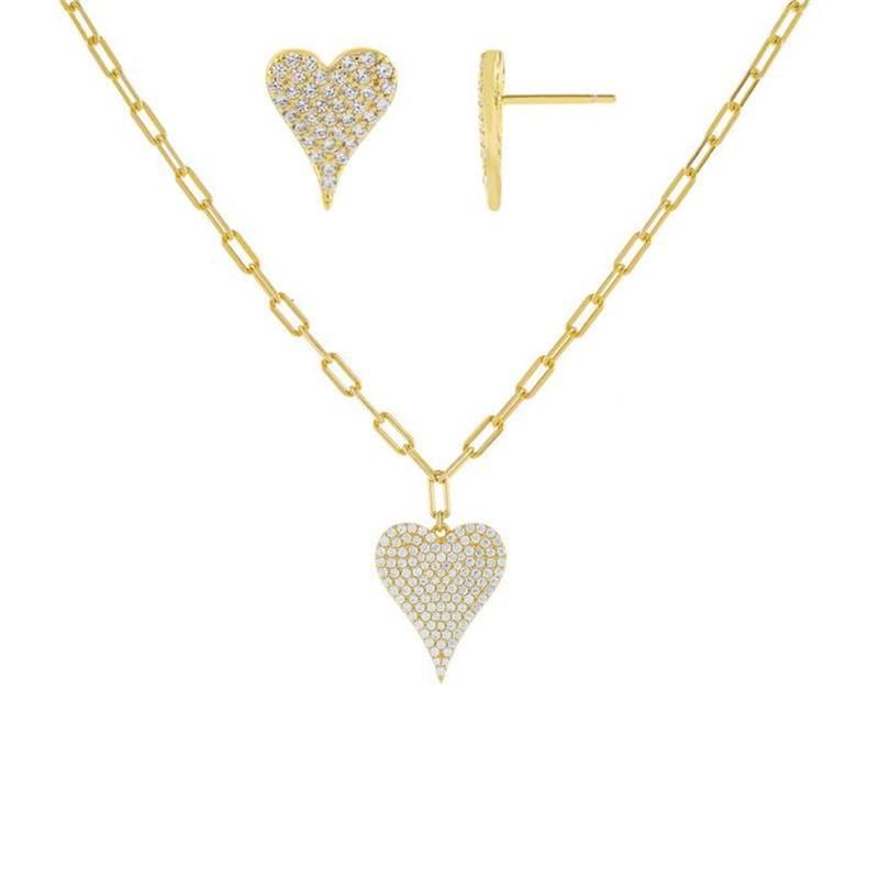 The new InS-style long heart-shaped earrings and earrings are studded with diamonds and do not fade