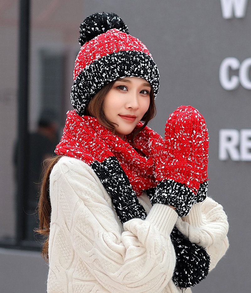 Jane Eyre Silk Connection [3-piece Set] Hat for Girls in Winter, Korean version, Versatile for Students, Woolen Hat for Girls, Sweet and cute, Knitted Hat for Ear protection and Warmth detail image 10