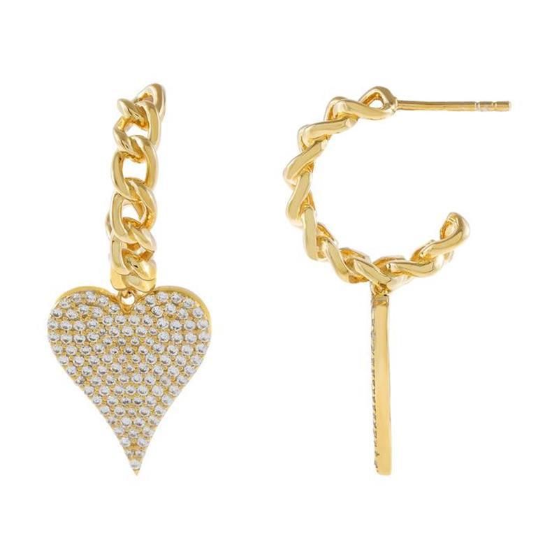 The new InS-style long heart-shaped earrings and earrings are studded with diamonds and do not fade details Picture