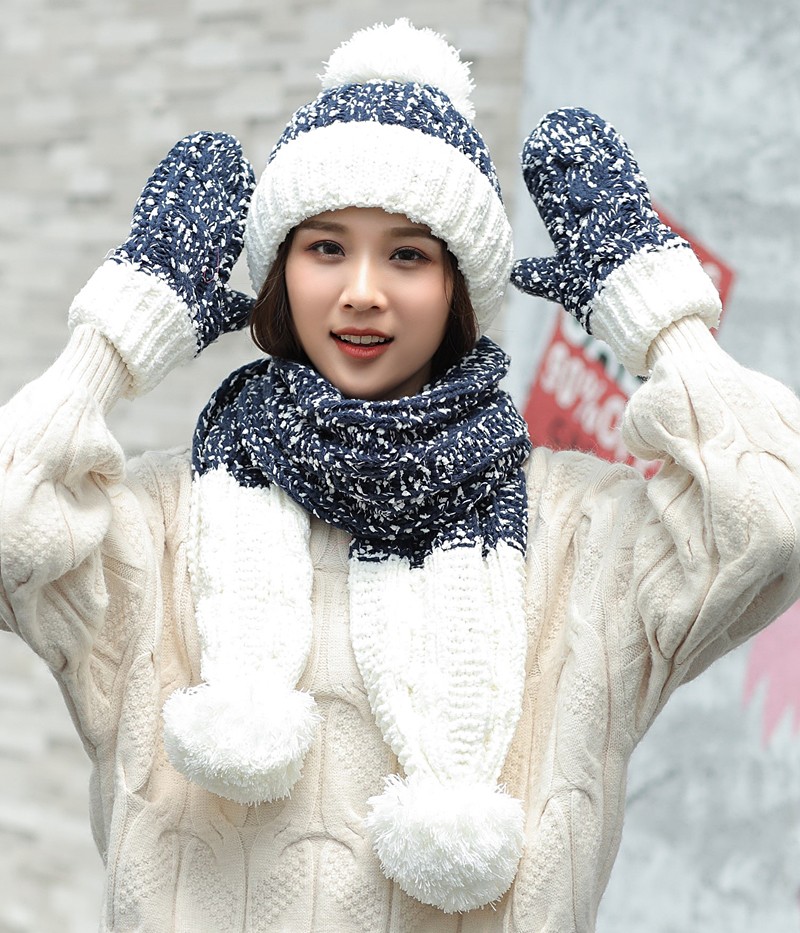 Jane Eyre Silk Connection [3-piece Set] Hat for Girls in Winter, Korean version, Versatile for Students, Woolen Hat for Girls, Sweet and cute, Knitted Hat for Ear protection and Warmth detail image 5