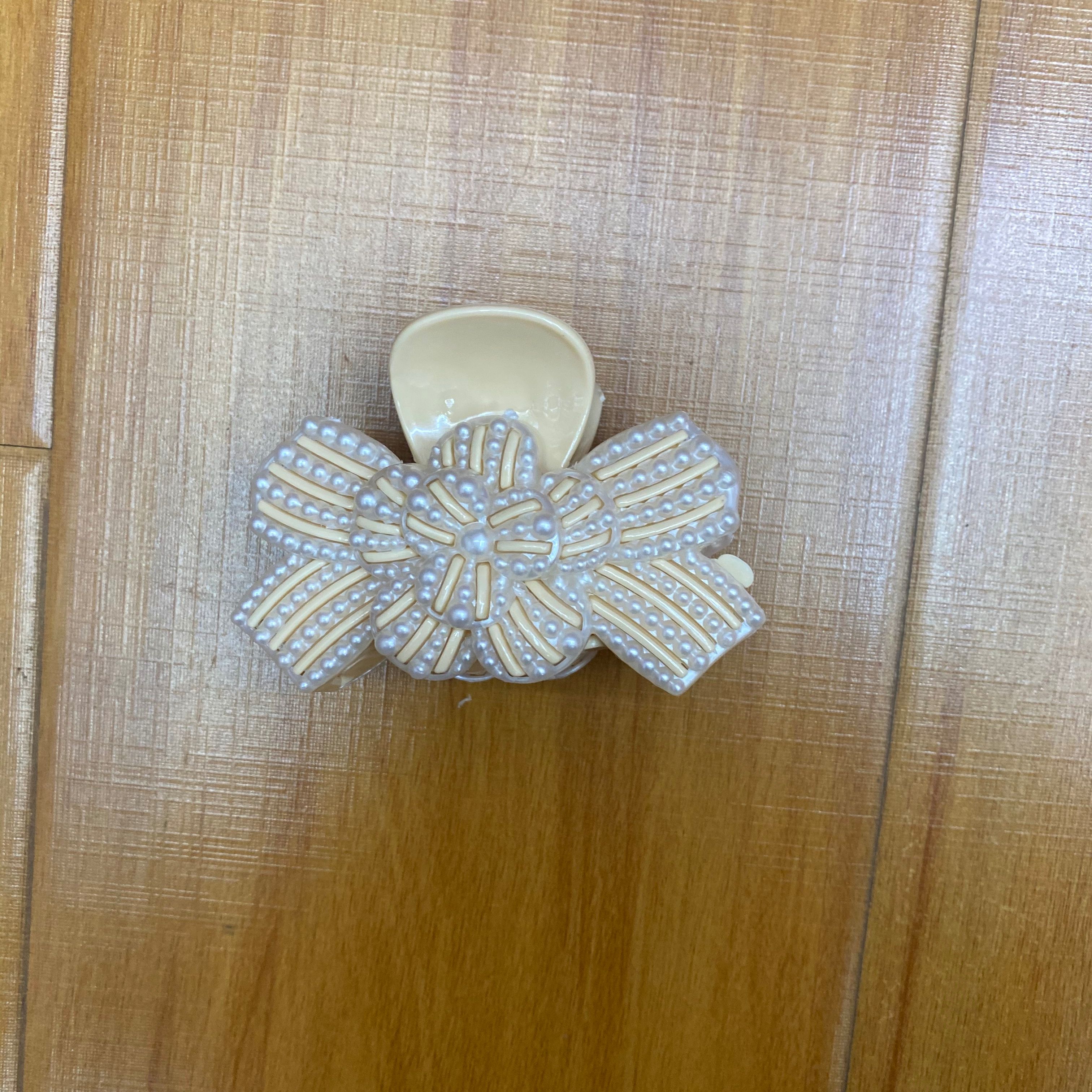 祥捷饰品8cm大花领结新12色拼珍珠片白边