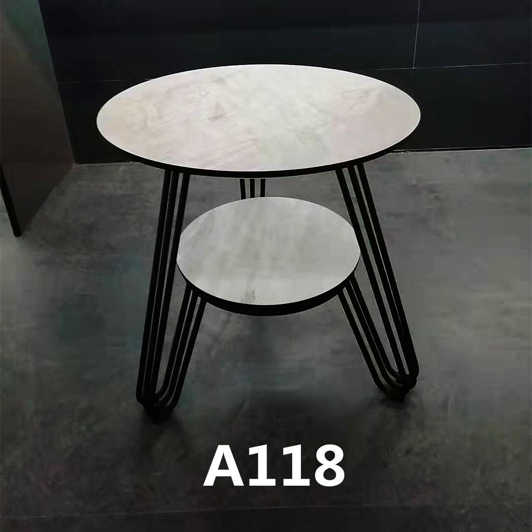 吕字家具-岩板餐桌圆形桌子茶几简约小户型极简洽谈桌创意办公桌子铁艺客厅