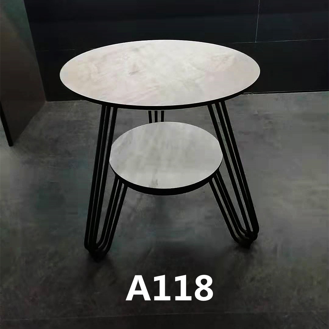吕字家具-岩板桌子圆形茶几简约小户型餐桌极简洽谈桌创意办公桌子铁艺客厅详情7