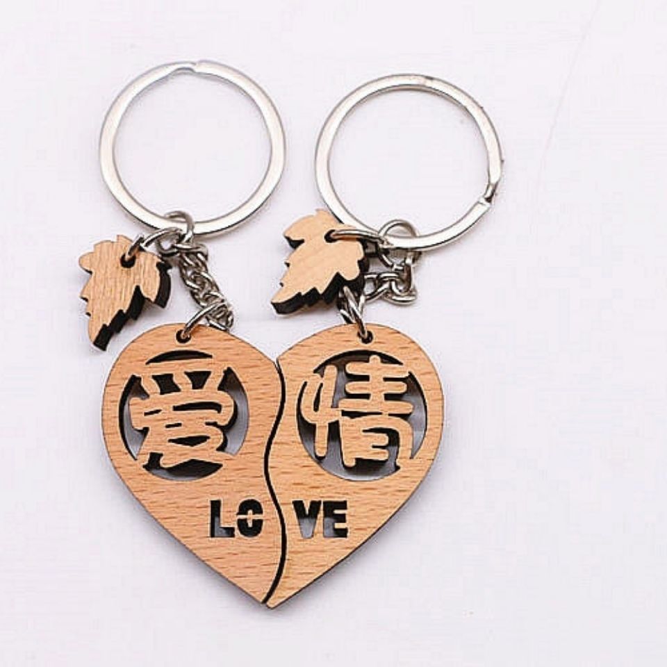 Wooden couple keychain series mixed 4