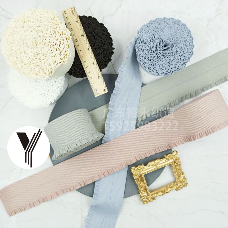 Factory Direct Sales 6Cm Wooden Ear Lace Bag With Half Ruffled Waistband Elastic Skirt Hem Garment Accessories Specification drawing
