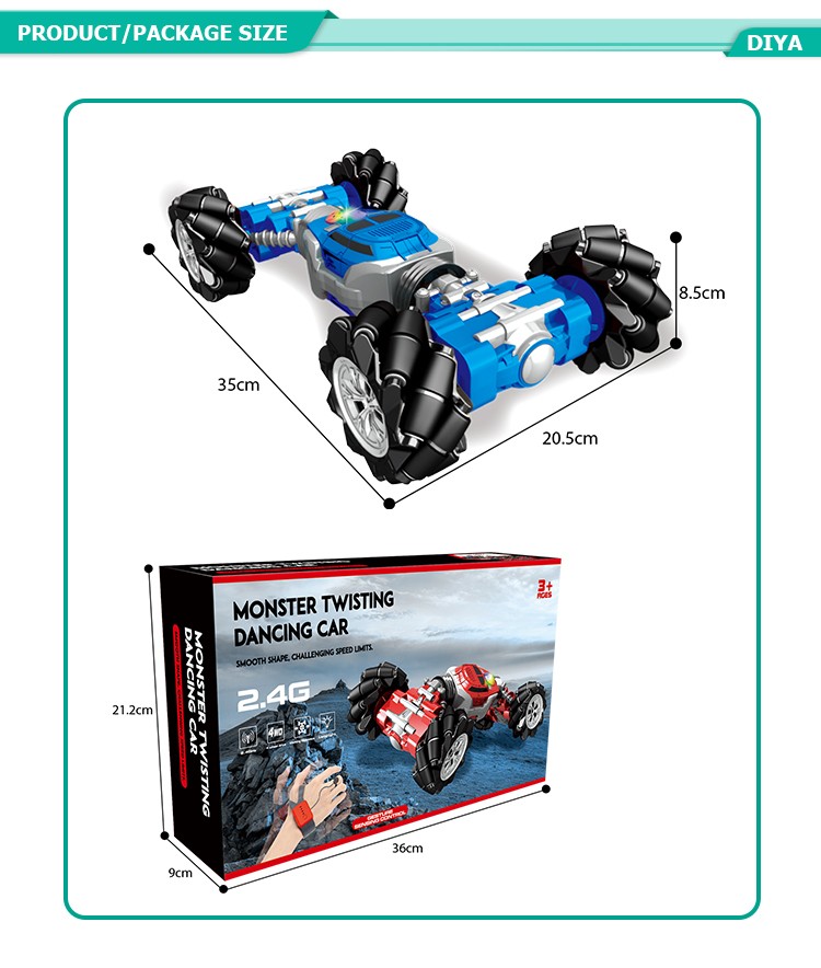 The dual-sided driving remote control side driving twist stunt car with programmable lighting does not include a watch remote control DY987-T9 detail image 4