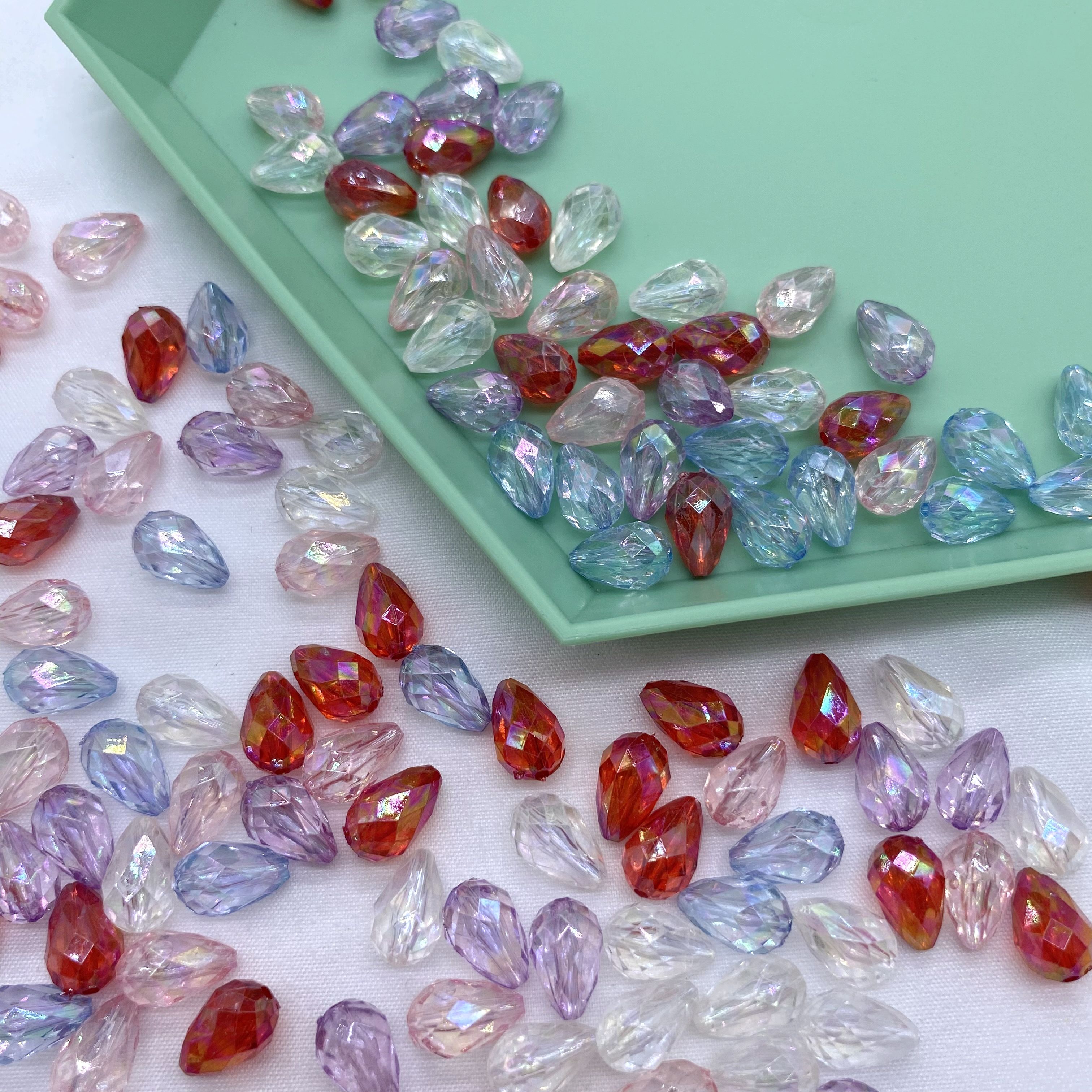 Transparent color-coated ab cut water drop diy ancient-style clothing, headwear, hairpin accessories Item Picture