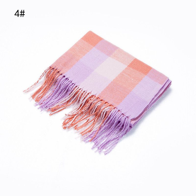 Jian Ai Si Yuan Amazon European and American autumn and winter faux cashmere red check double-sided color check tassel scarves, women's scarves, large shawls wholesale Specification image