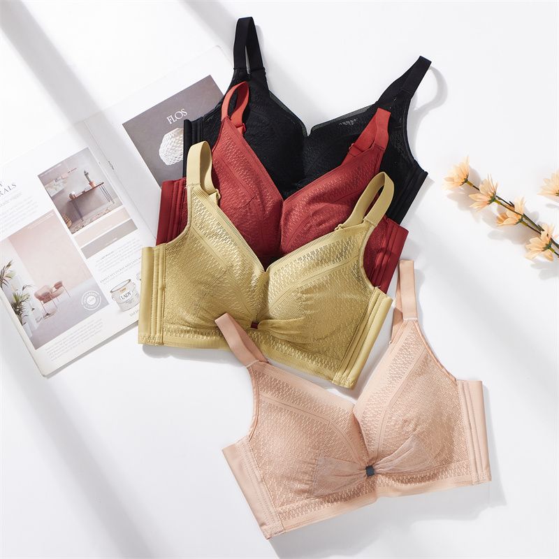 Ropa interior mujer sin arnés encaje malla sujetador cómodo transpirable ajuste tipo mujer sujetador fino 7