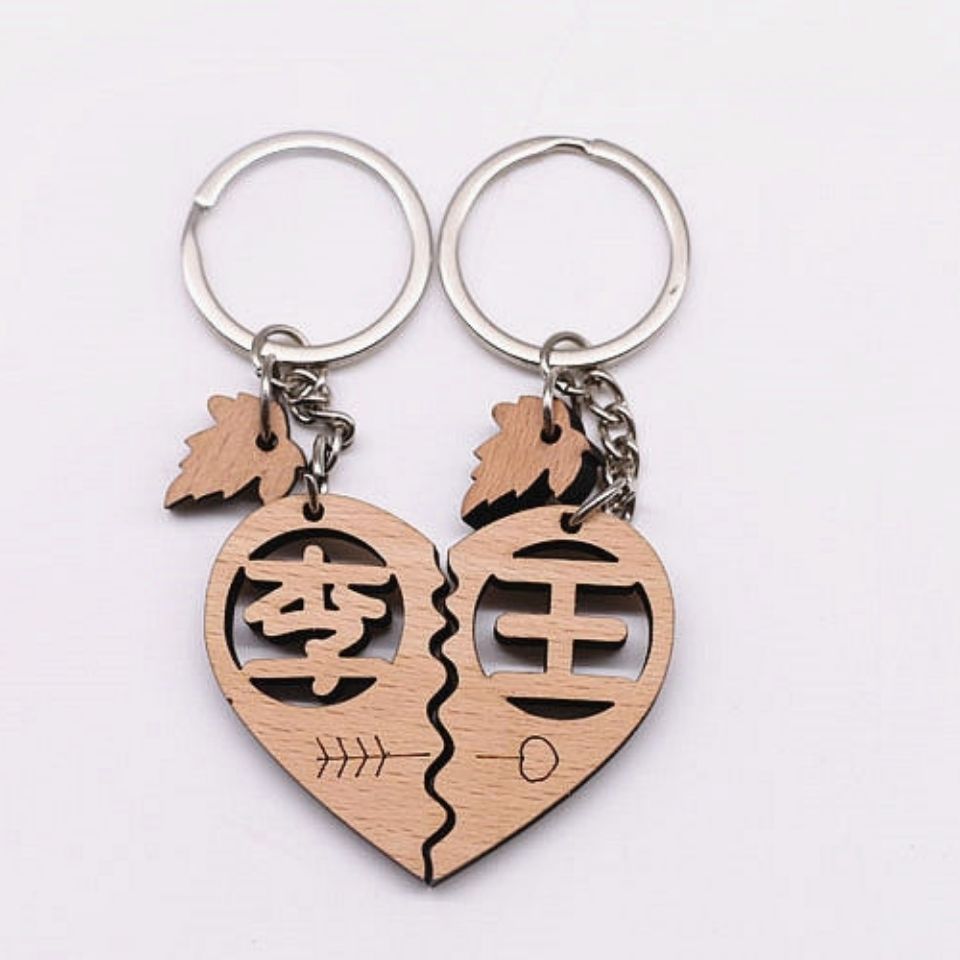 Wooden couple keychain series mixed 3